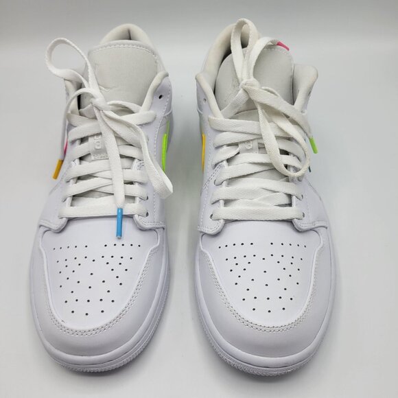 Nike Air Jordan 1 Retro Low Men Size 10 CW7033-100 Swoosh Shoes Whit Multicolor - Picture 11 of 14